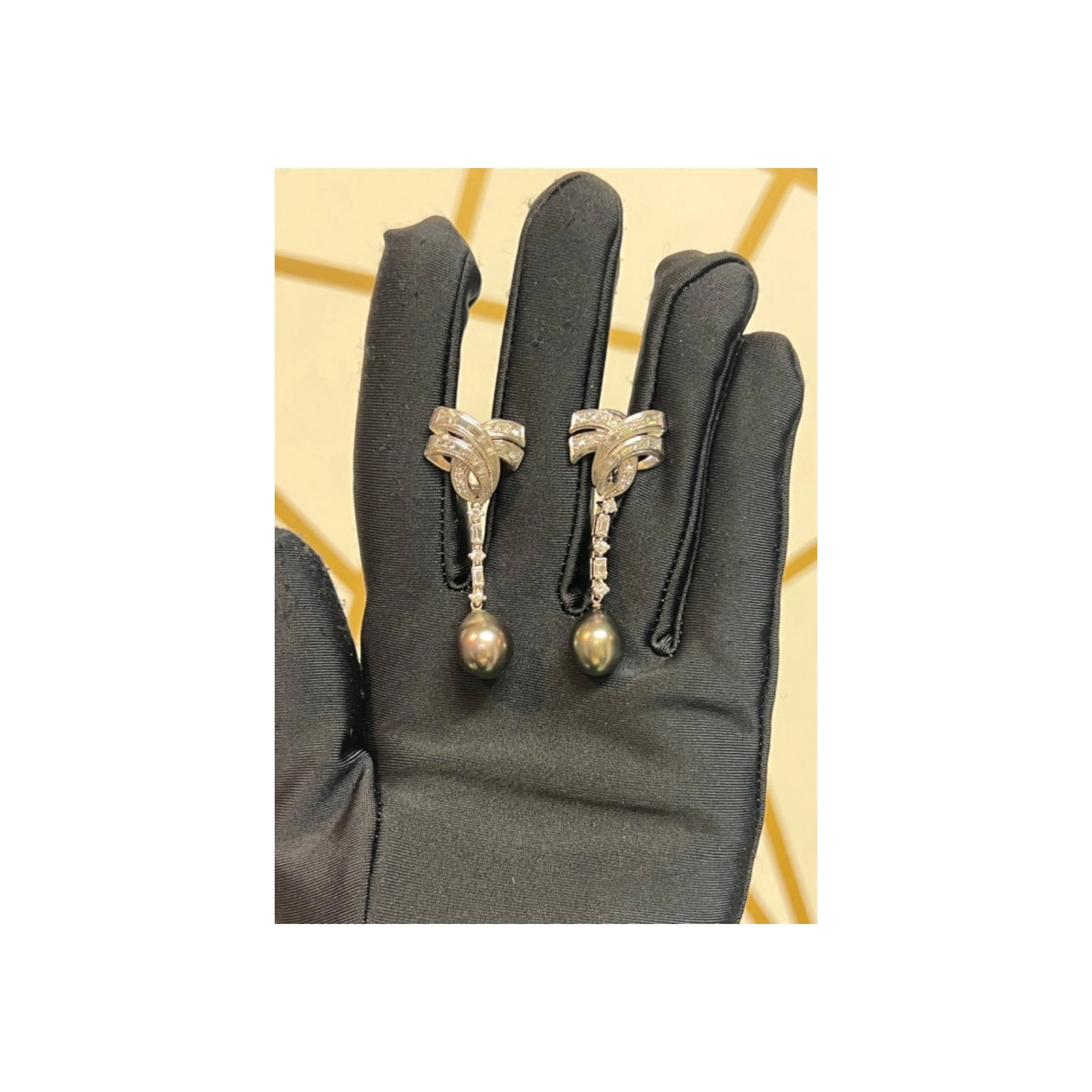 Tahitian Pearl and Diamond Earrings - Image 3