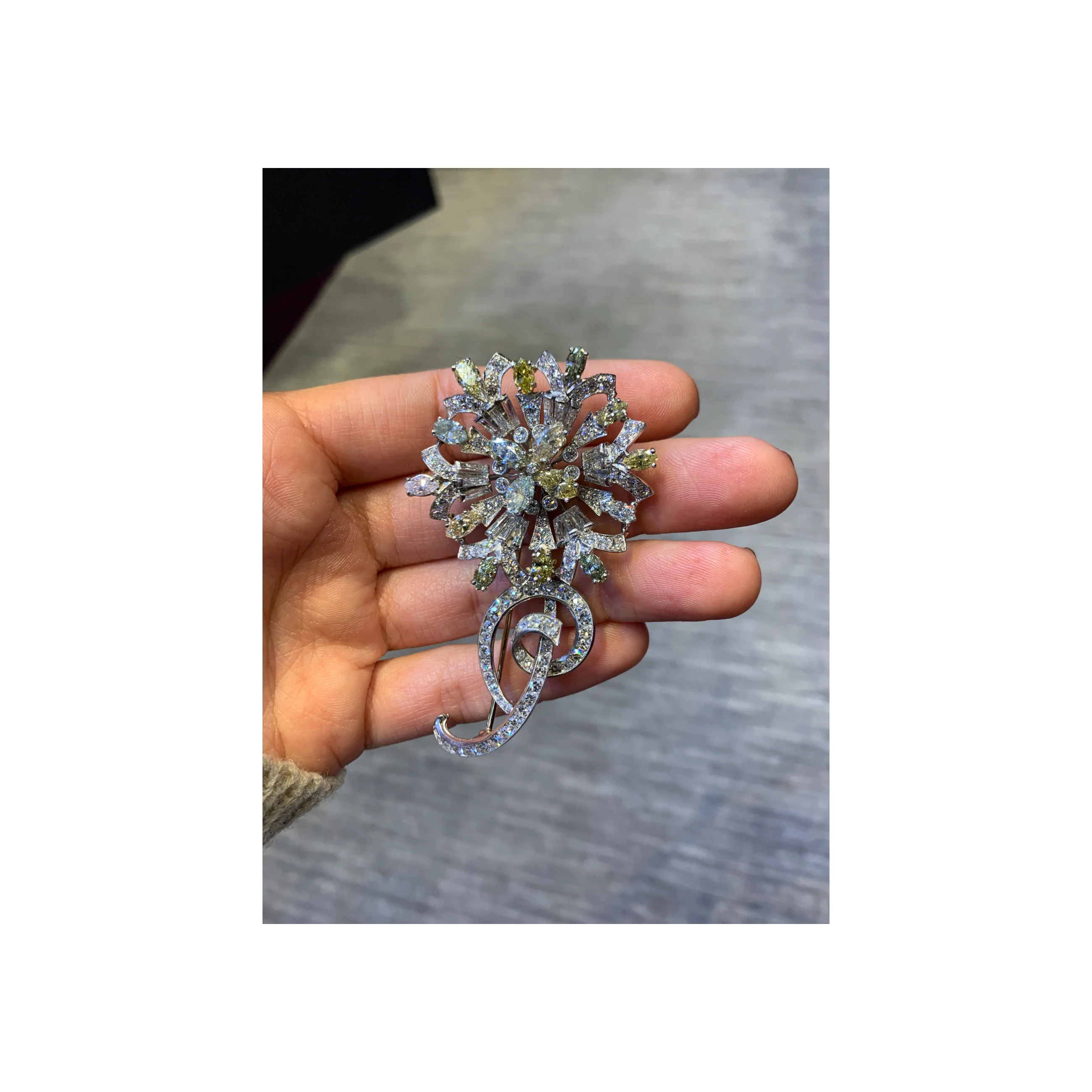 Tiffany & Co Certified Multi Color Diamond Flower Brooch - Image 3