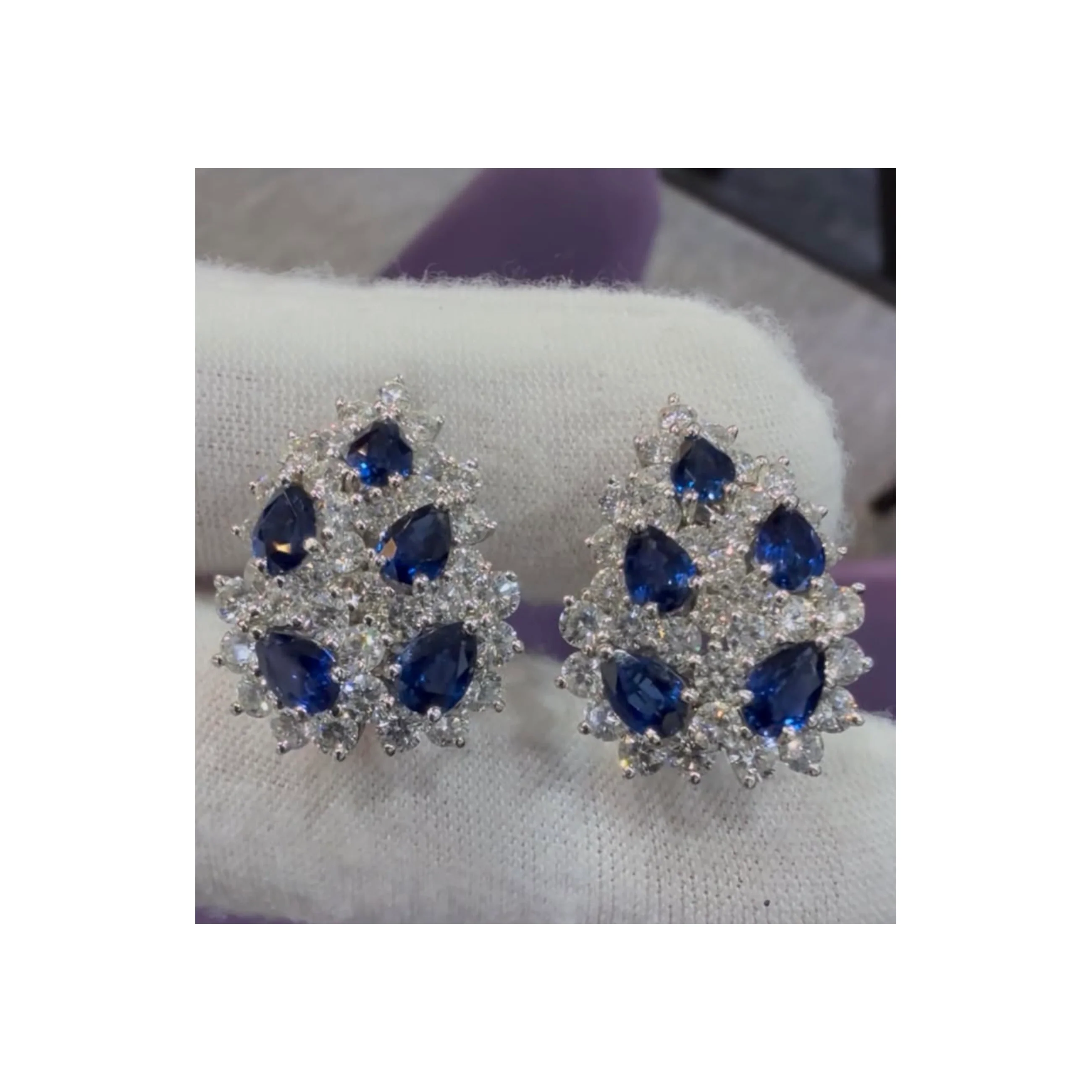 Tiffany & Co. Sapphire And Diamond Earrings - Image 3