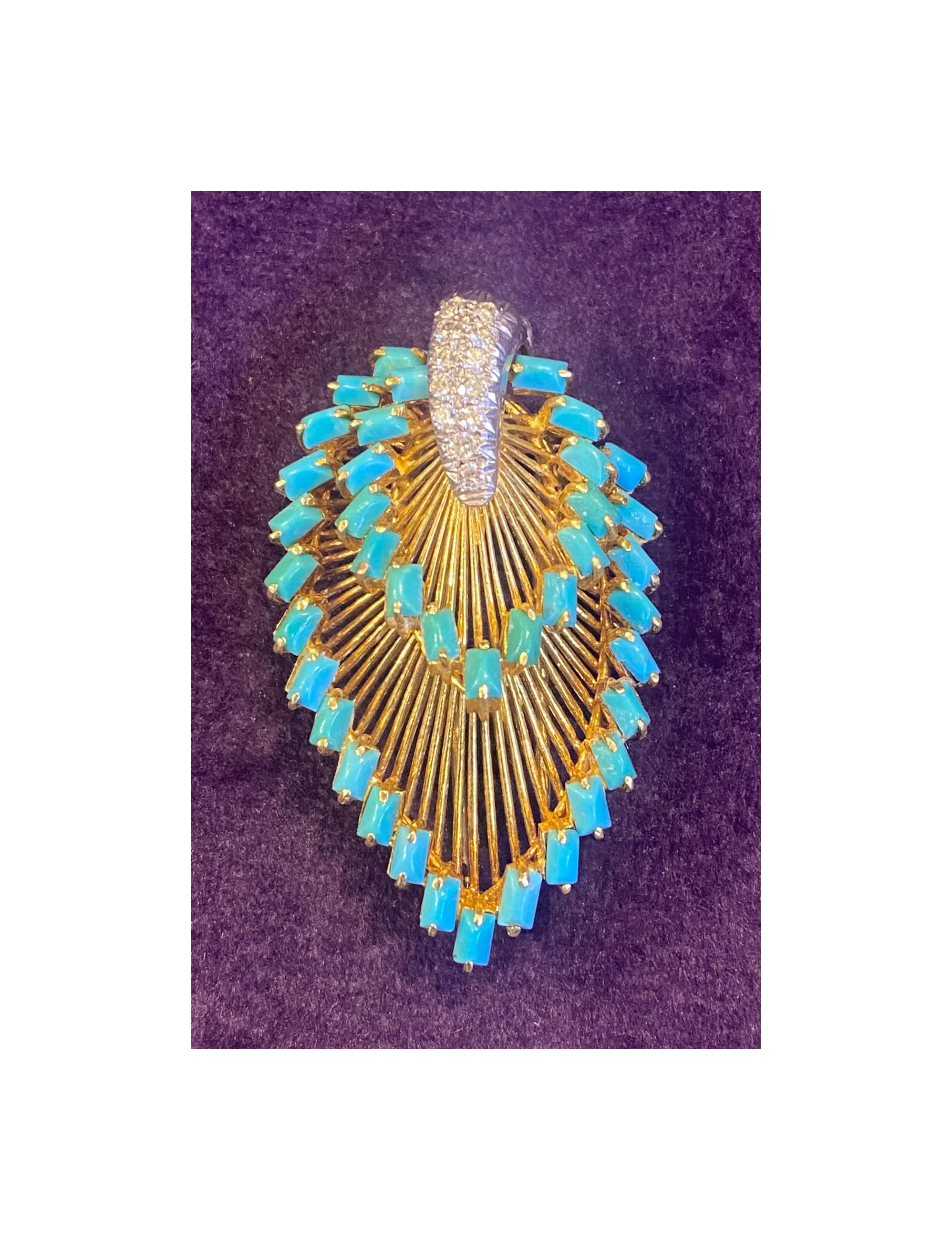 Tiffany & Co. Turquoise & Diamond Brooch - Image 4