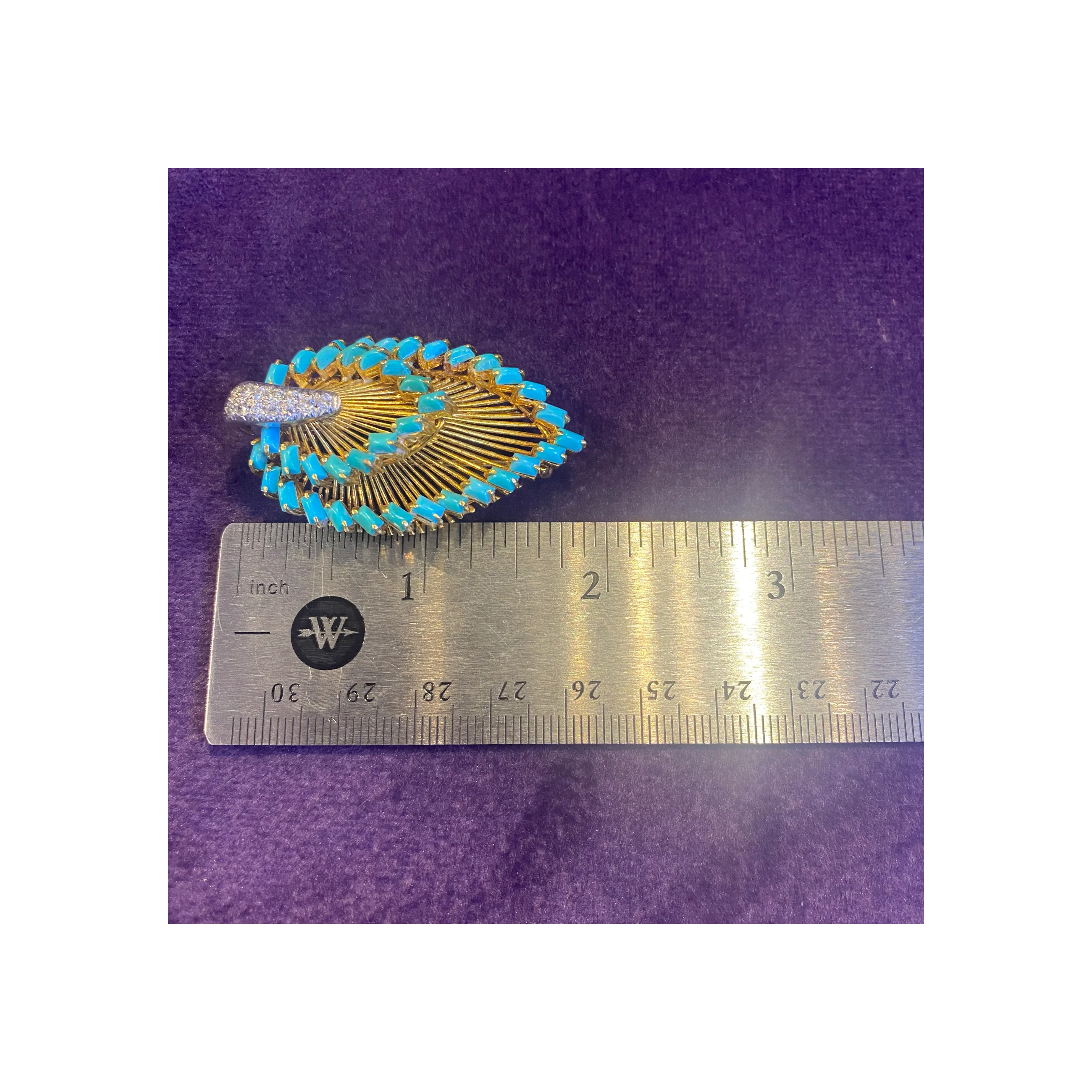 Tiffany & Co. Turquoise & Diamond Brooch - Image 7