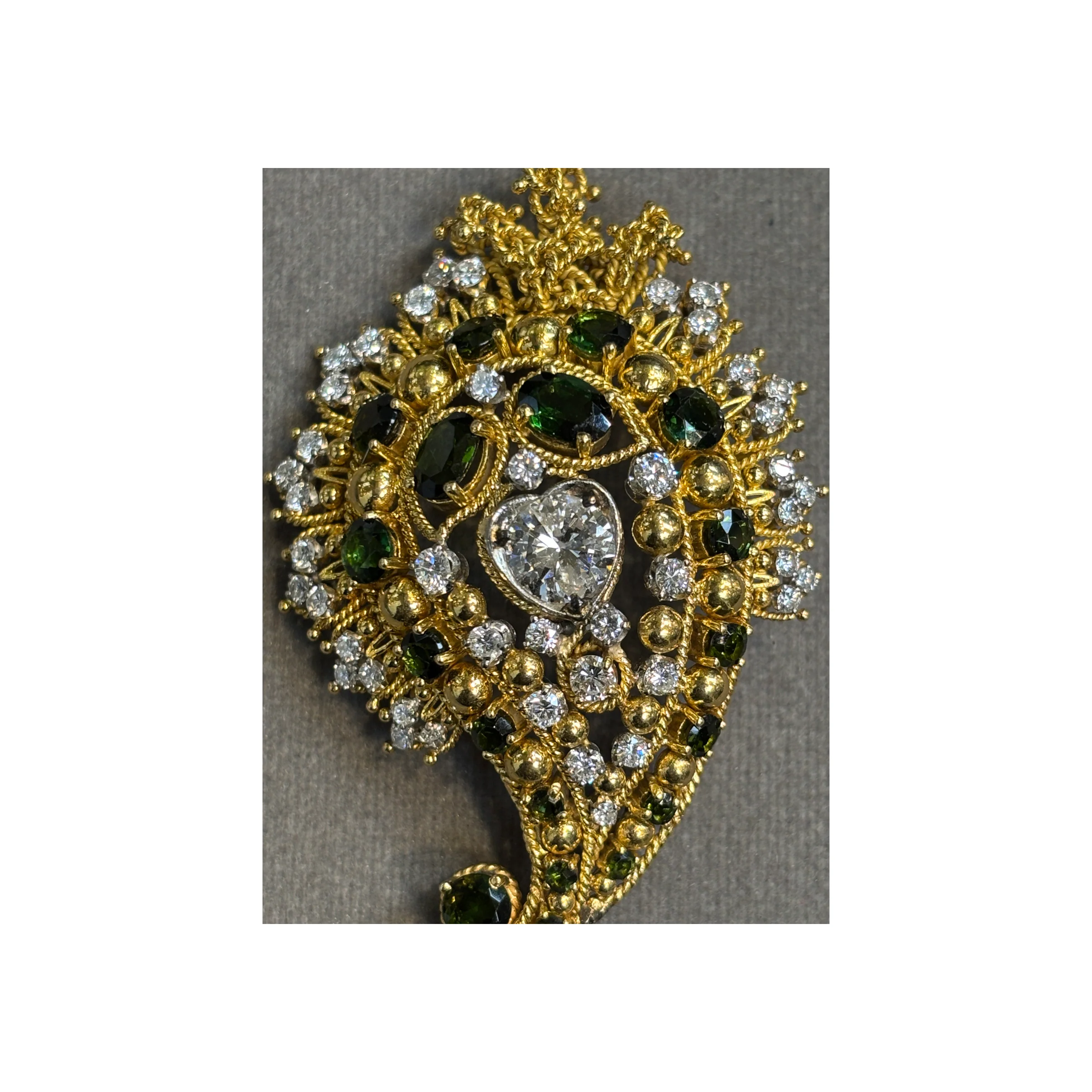 Tourmaline and Diamond Paisley Brooch - Image 3