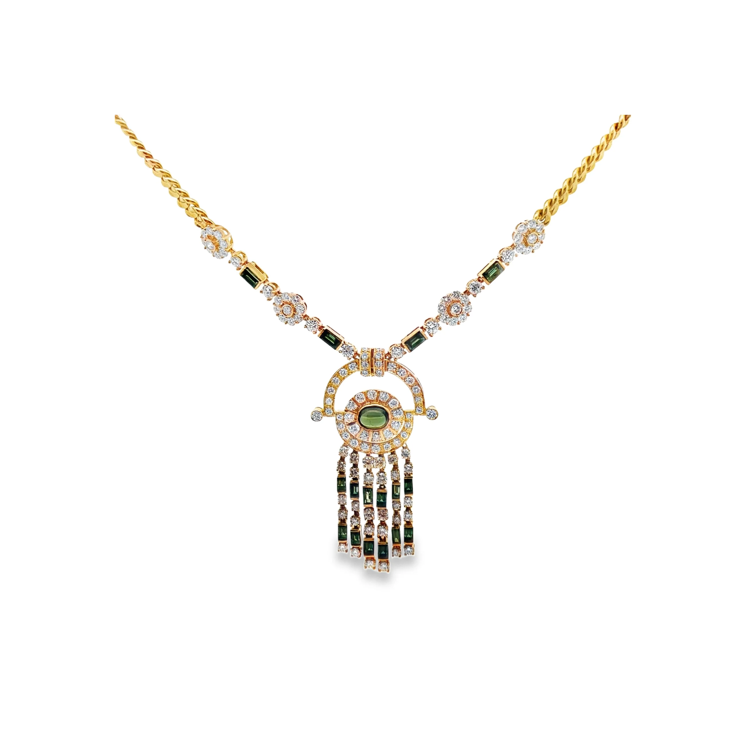 Tourmaline and Diamond Tassel Necklace