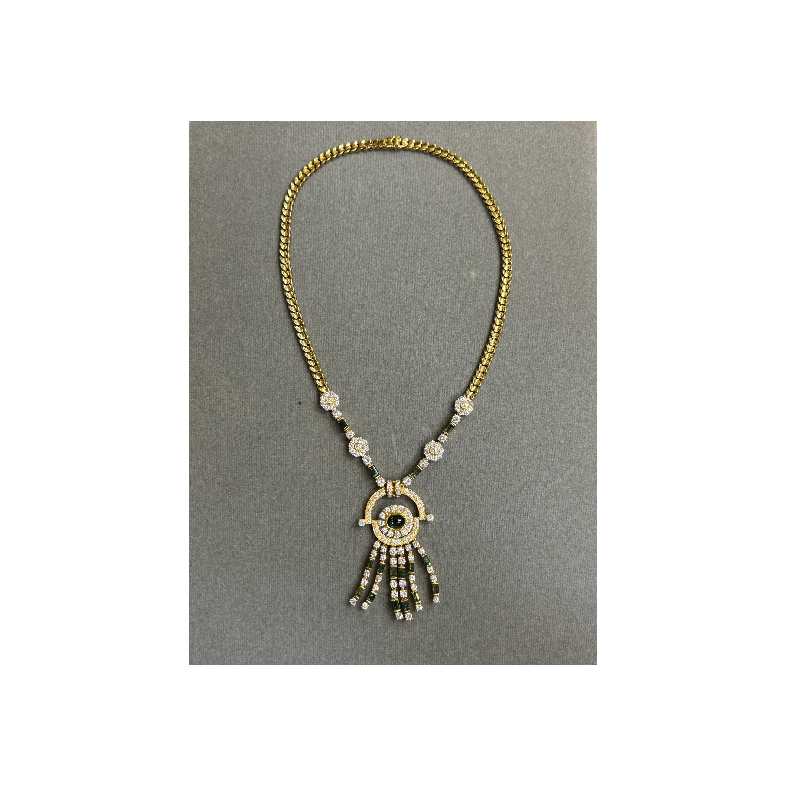Tourmaline and Diamond Tassel Necklace - Image 10