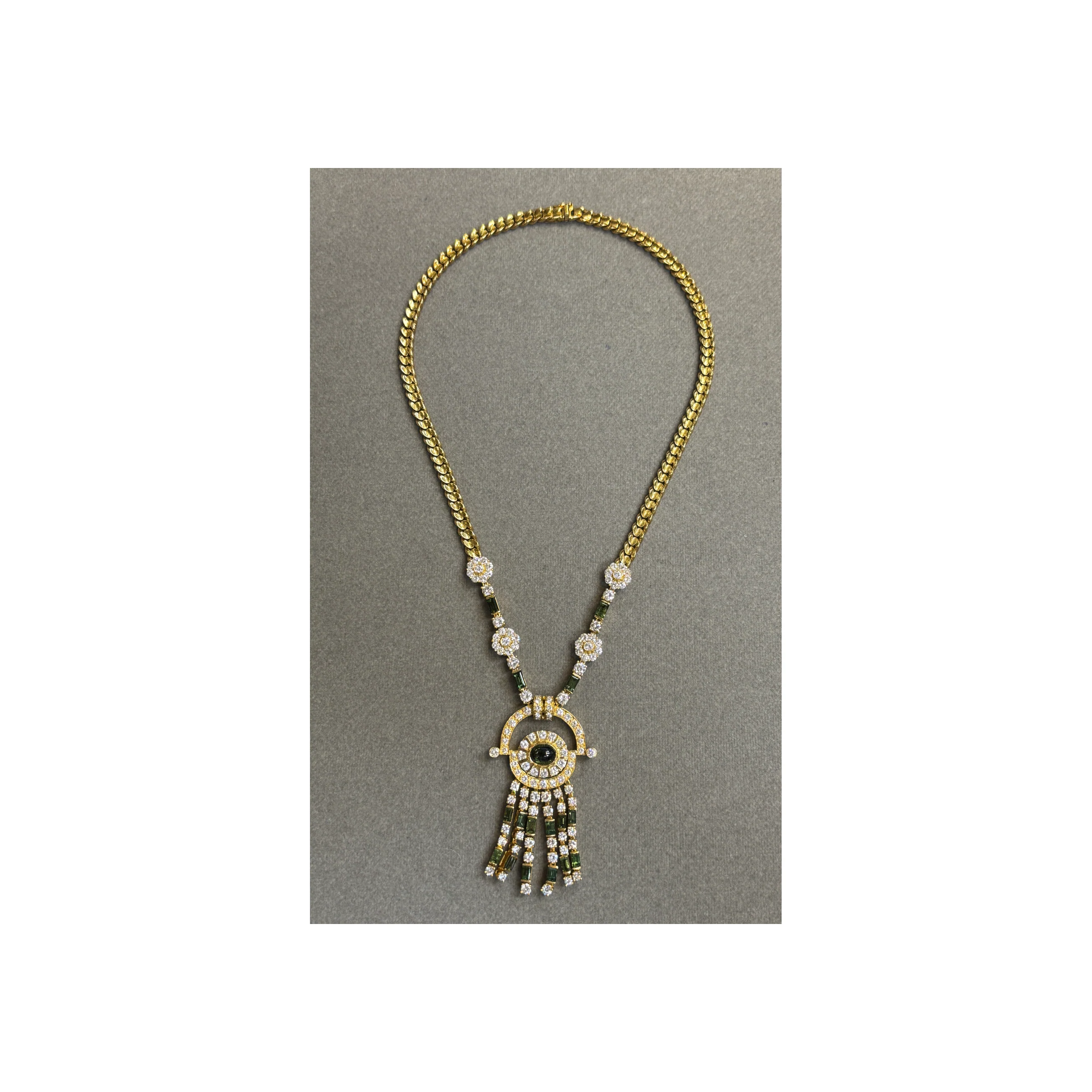 Tourmaline and Diamond Tassel Necklace - Image 11