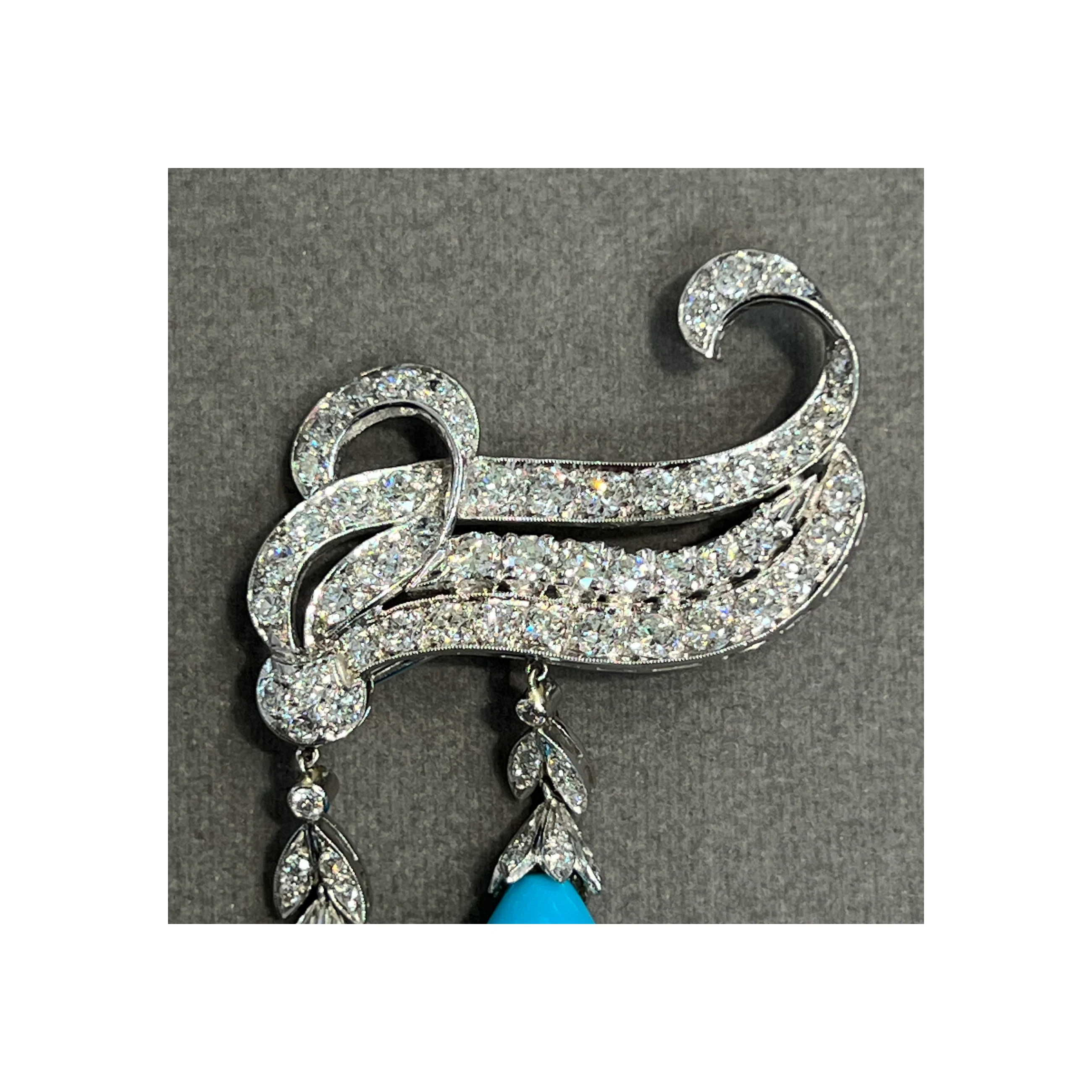 Turquoise and Diamond Brooch - Image 4