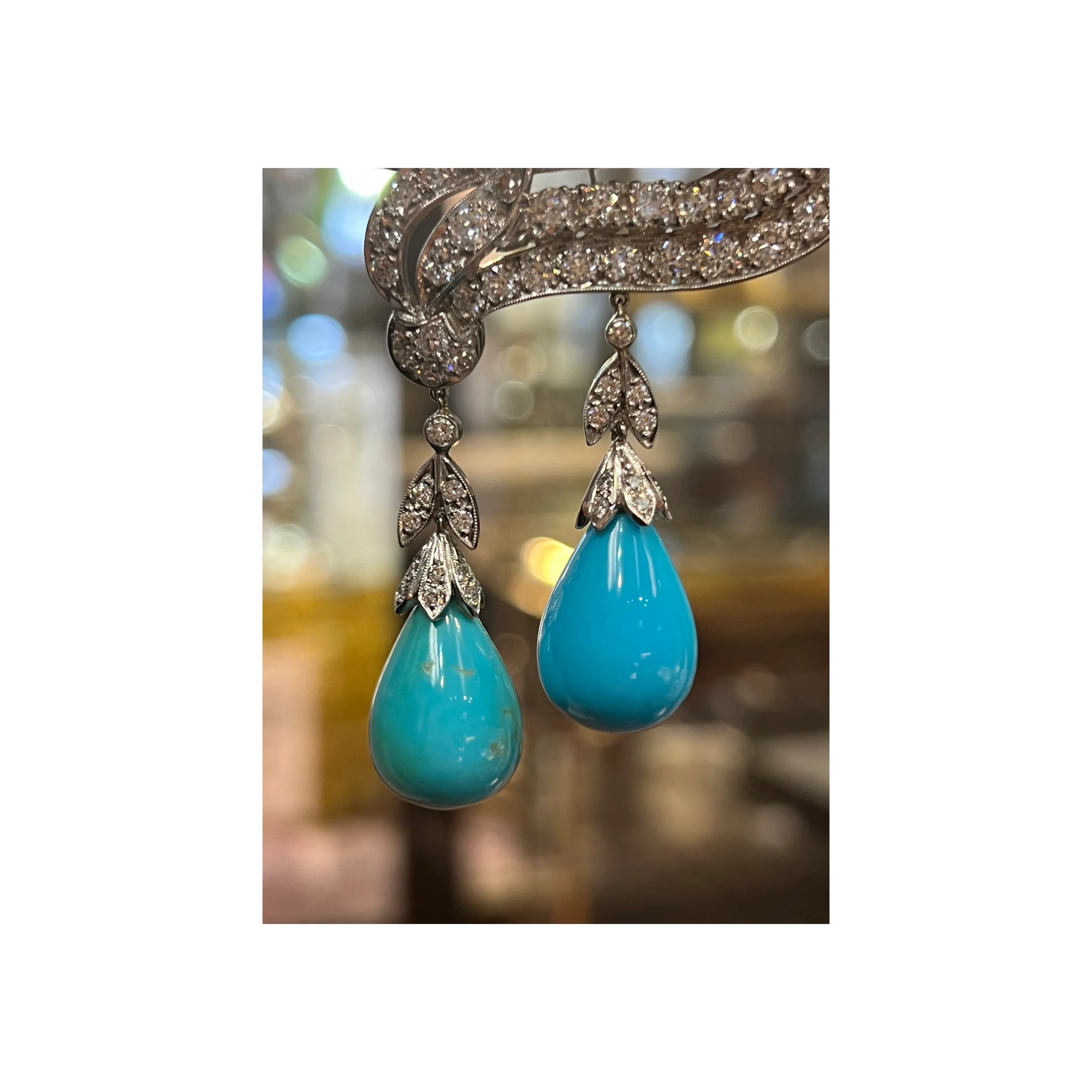 Turquoise and Diamond Brooch - Image 6