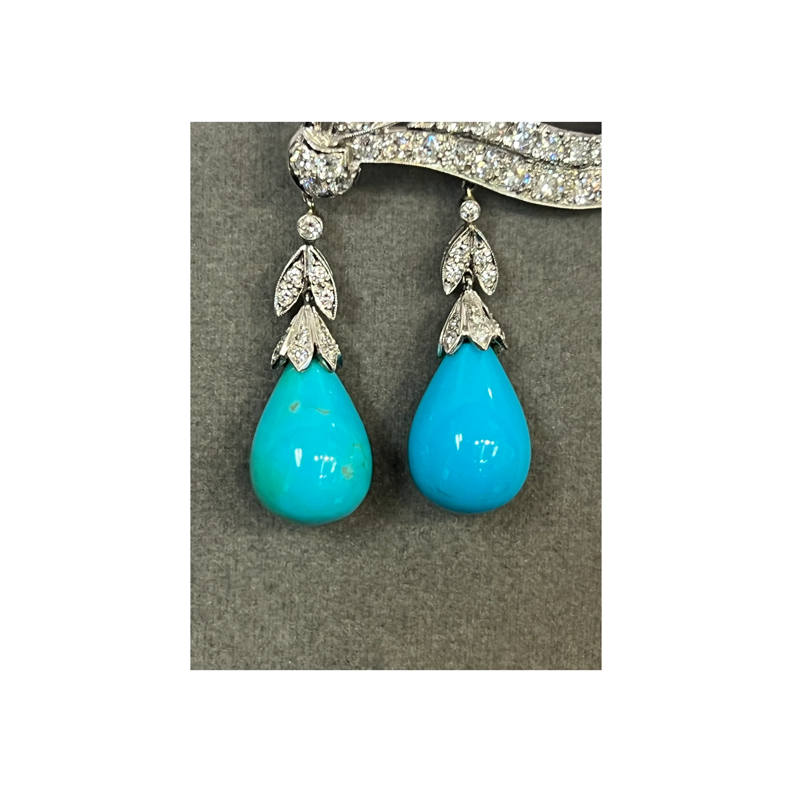 Turquoise and Diamond Brooch - Image 8