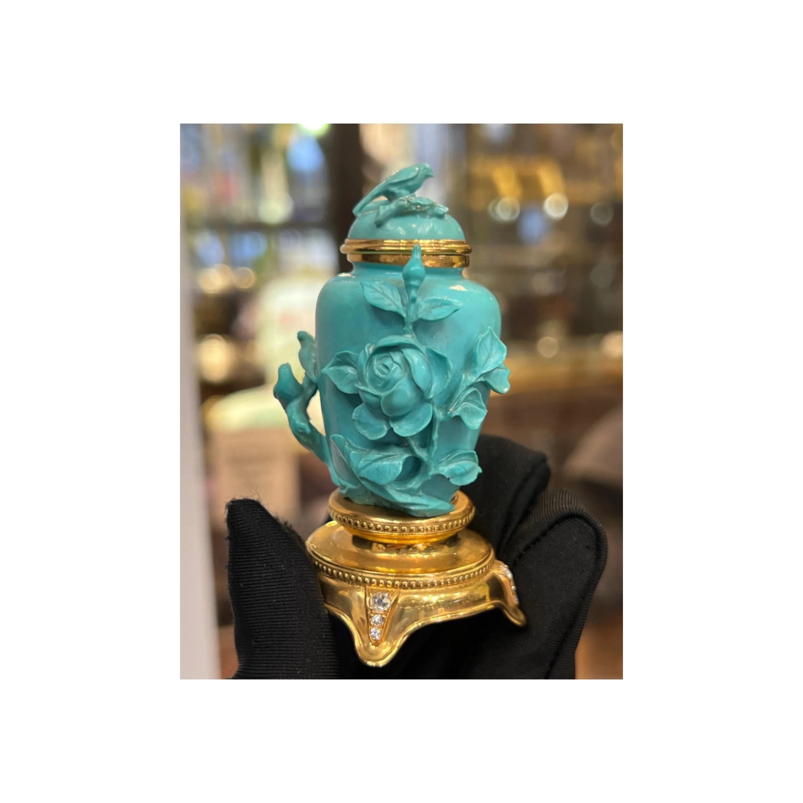 Turquoise and Diamond Snuff Bottle - Image 2