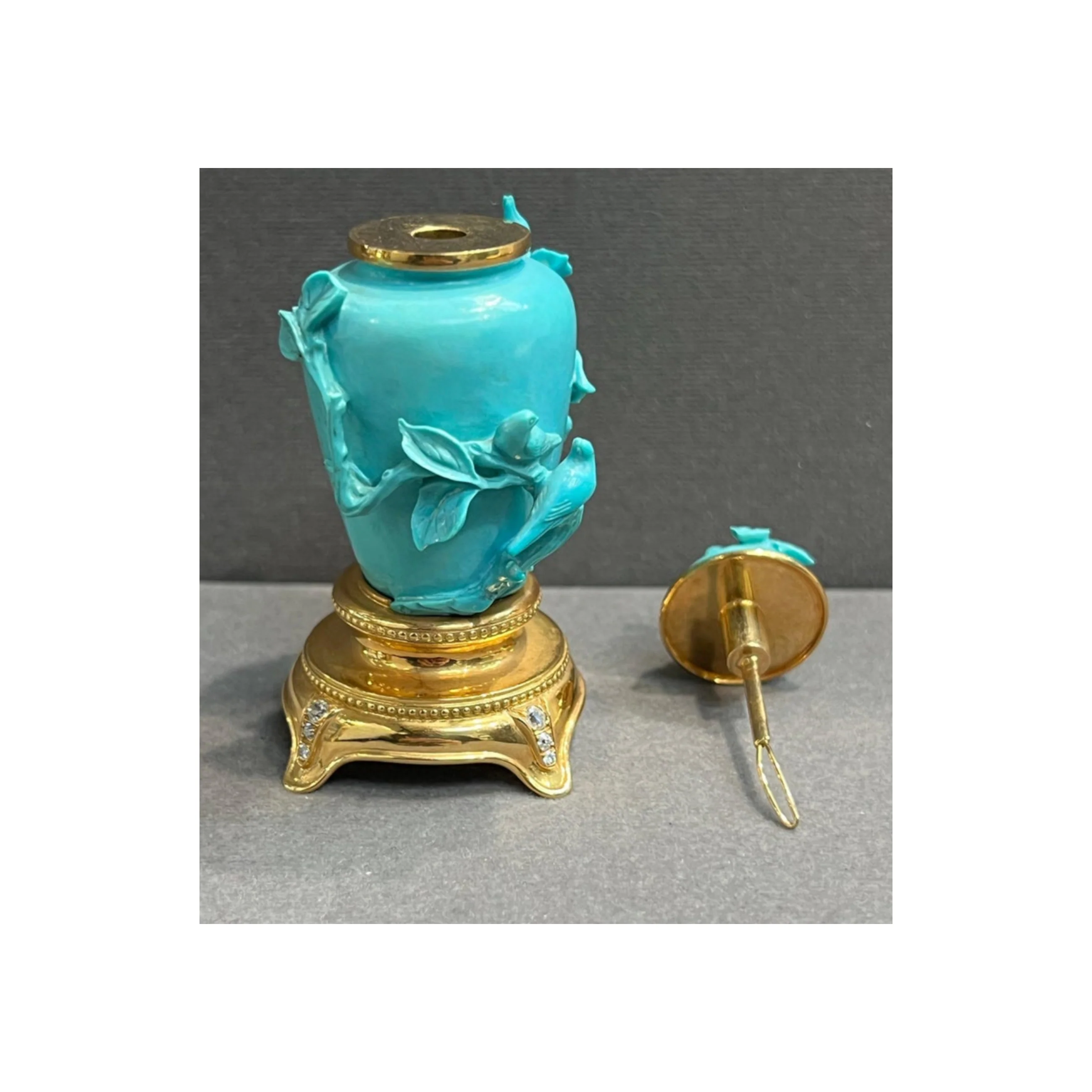 Turquoise and Diamond Snuff Bottle - Image 6