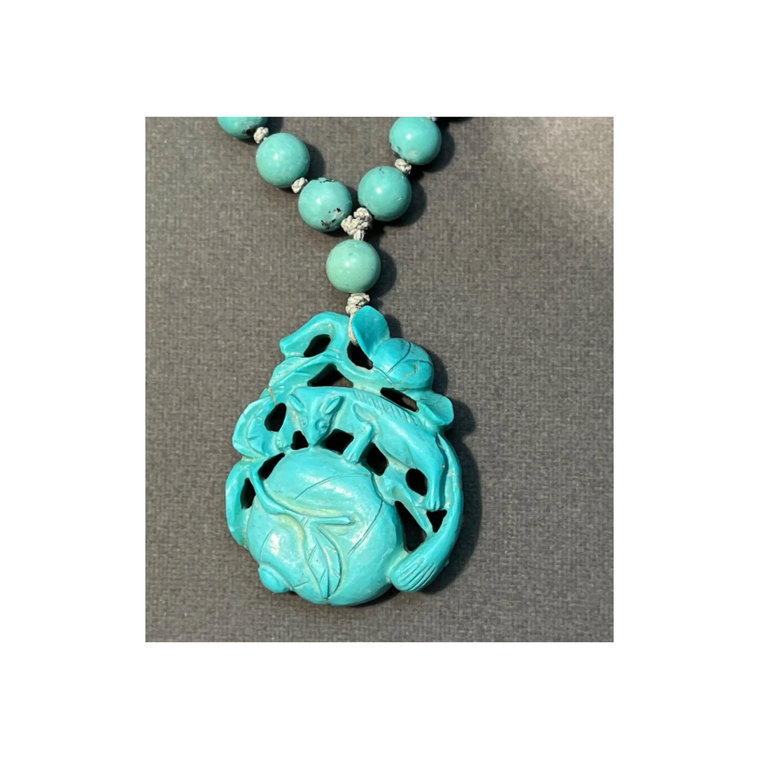 Turquoise Bead Pendant Necklace - Image 6