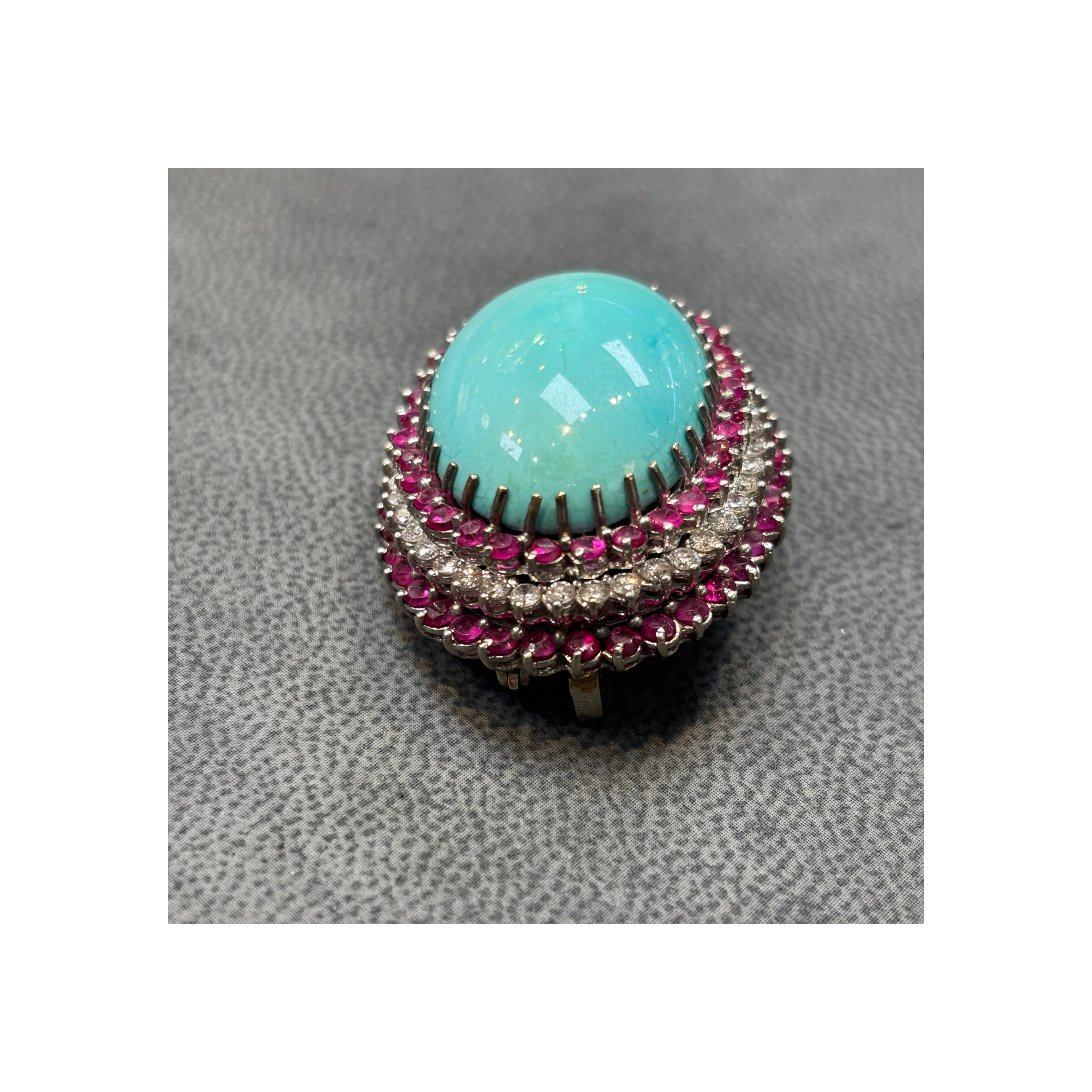 Turquoise Ruby And Diamond Pendant Brooch - Image 4