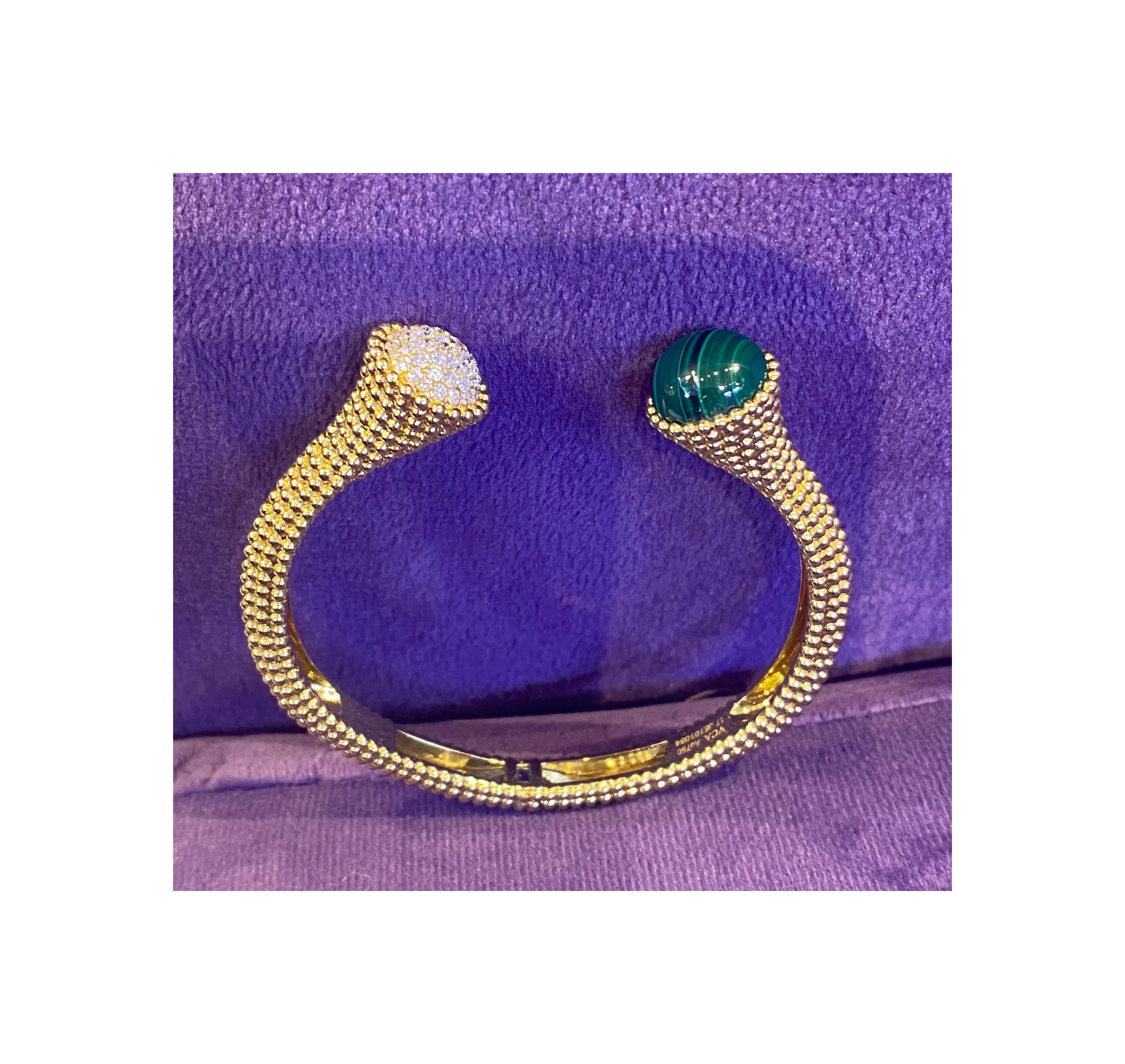 Van Cleef & Arpels Malachite & Diamond Perlee Couleurs Bracelet - Image 5