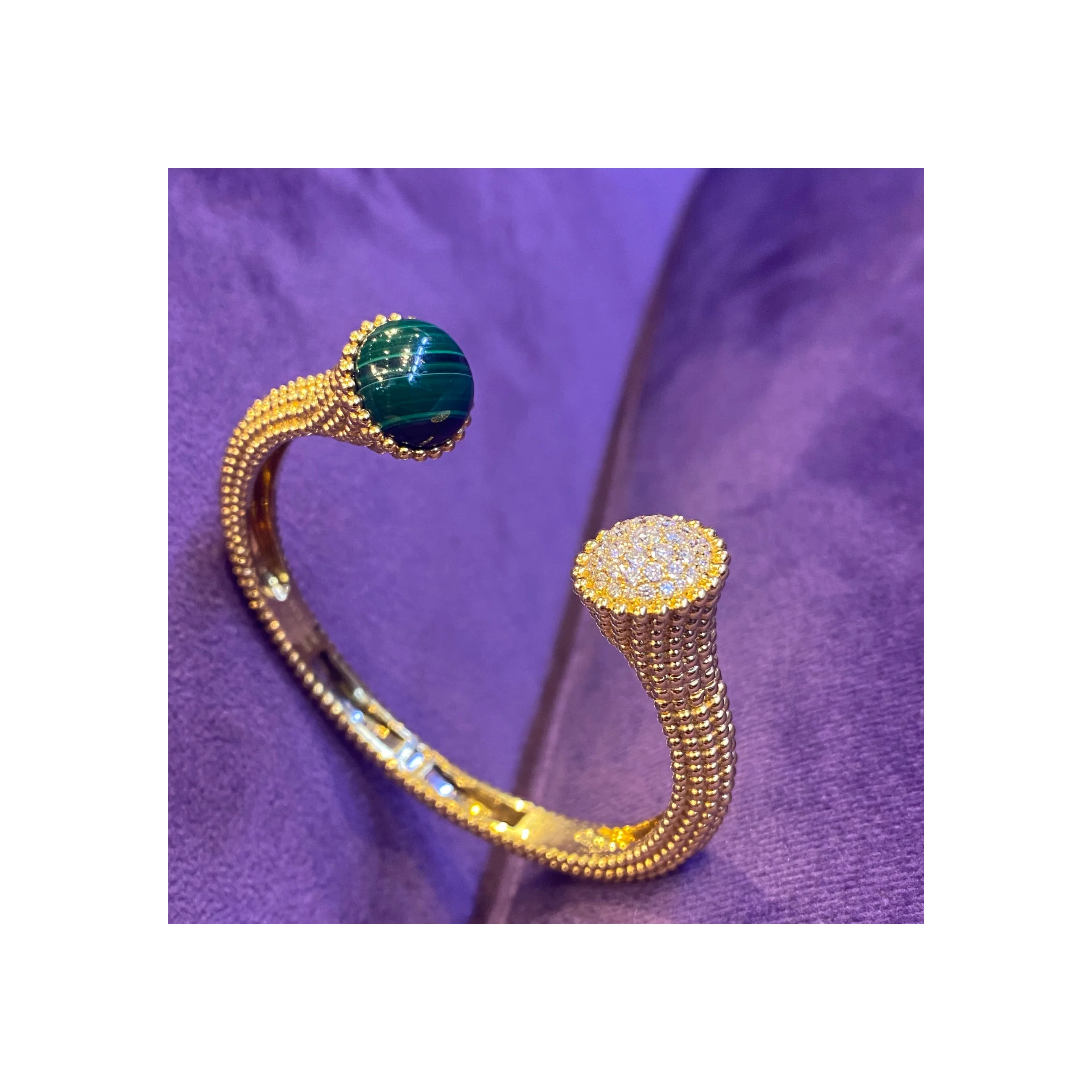 Van Cleef & Arpels Malachite & Diamond Perlee Couleurs Bracelet - Image 6