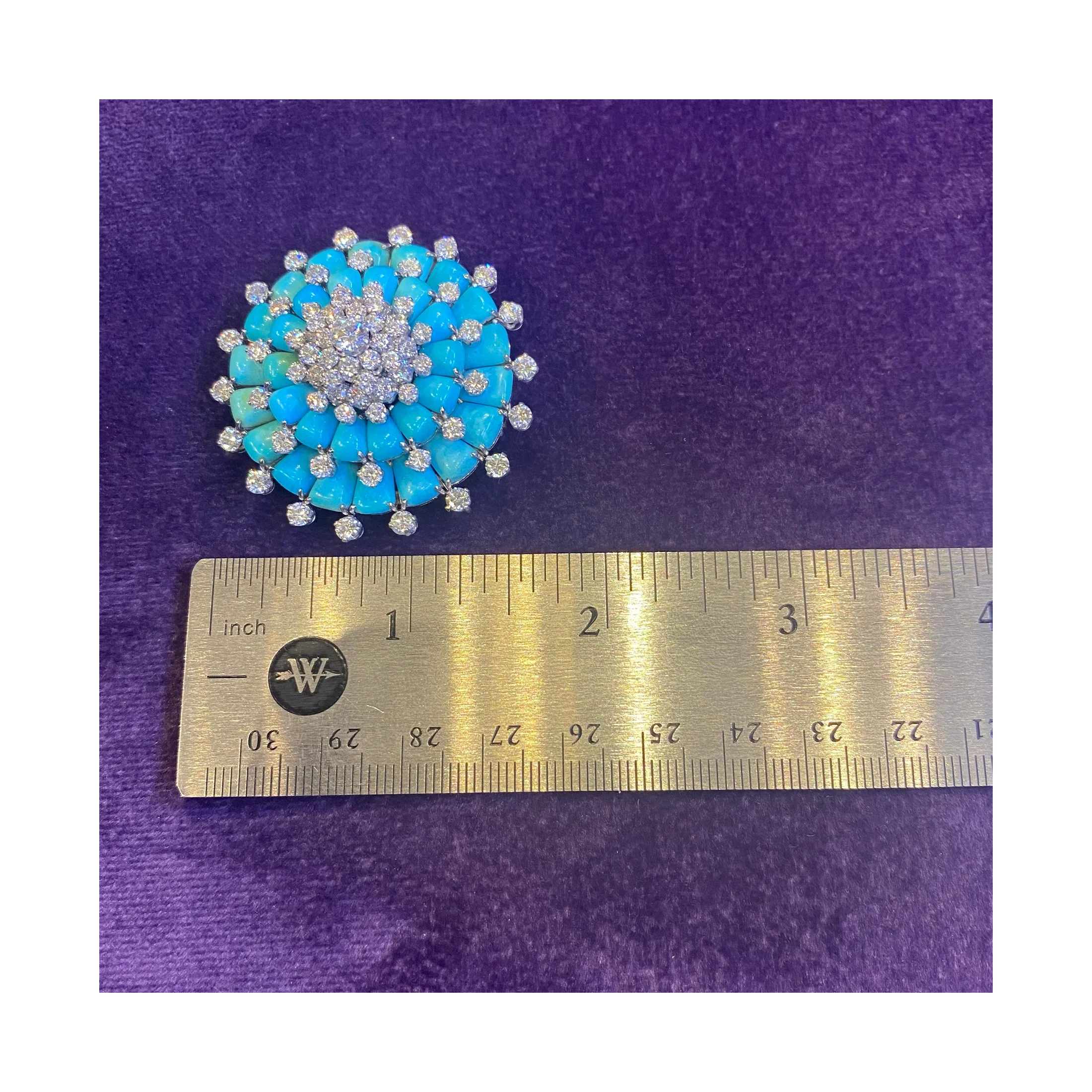 Van Cleef & Arpels Turquoise & Diamond Brooch - Image 5