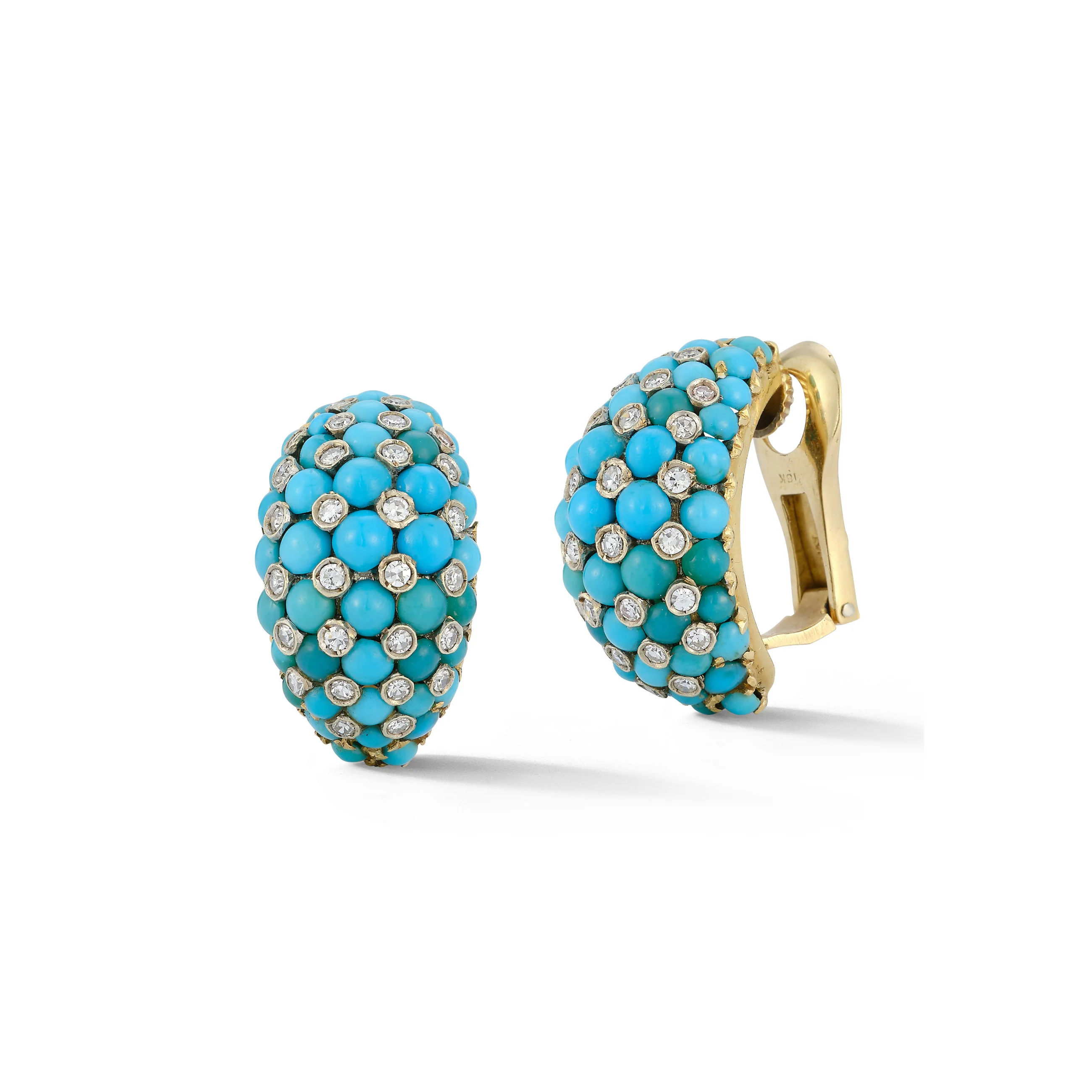 Van Cleef & Arpels Turquoise & Diamond Earrings - Image 3