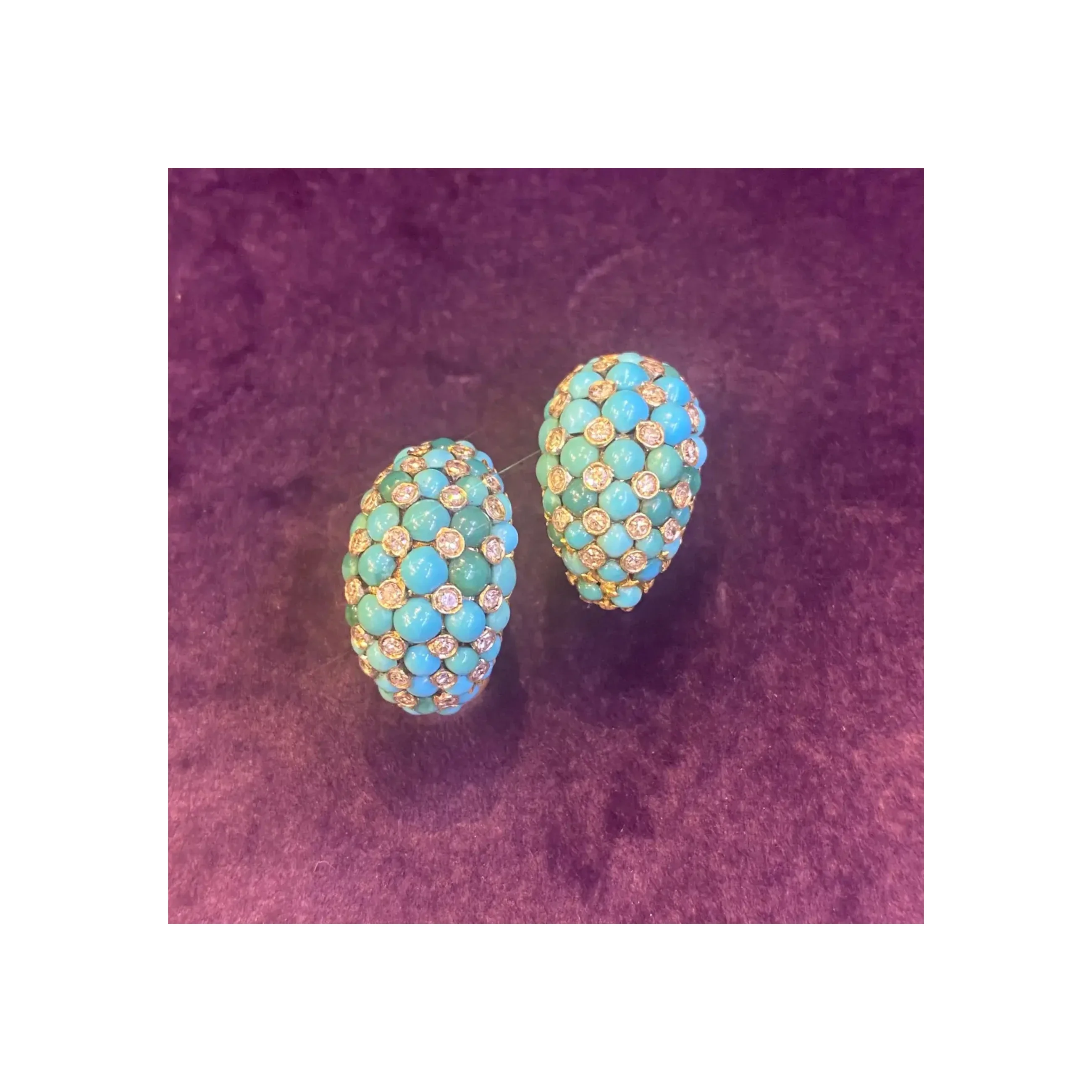 Van Cleef & Arpels Turquoise & Diamond Earrings - Image 4