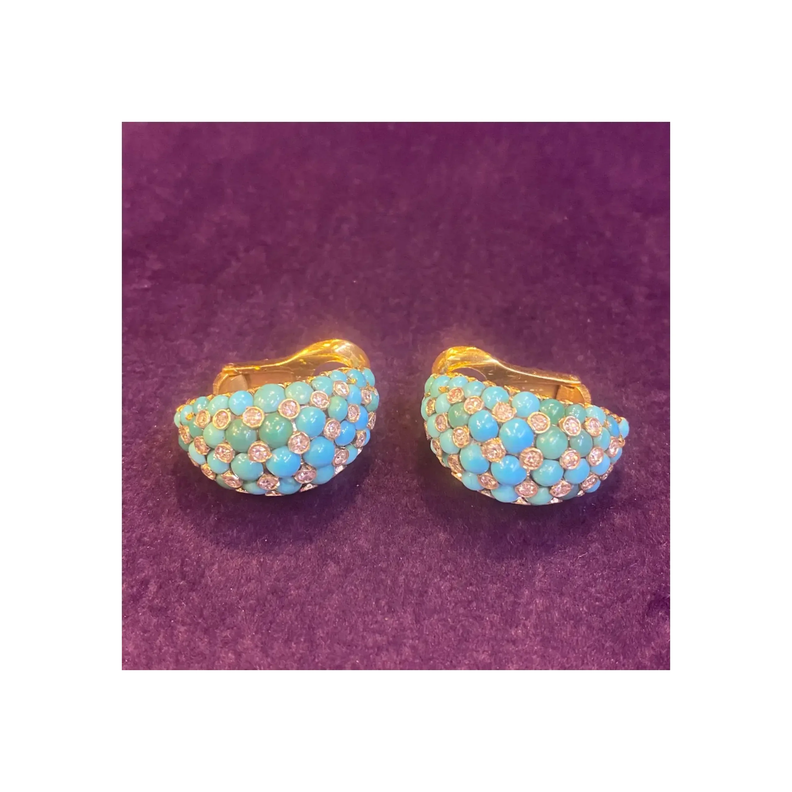 Van Cleef & Arpels Turquoise & Diamond Earrings - Image 5
