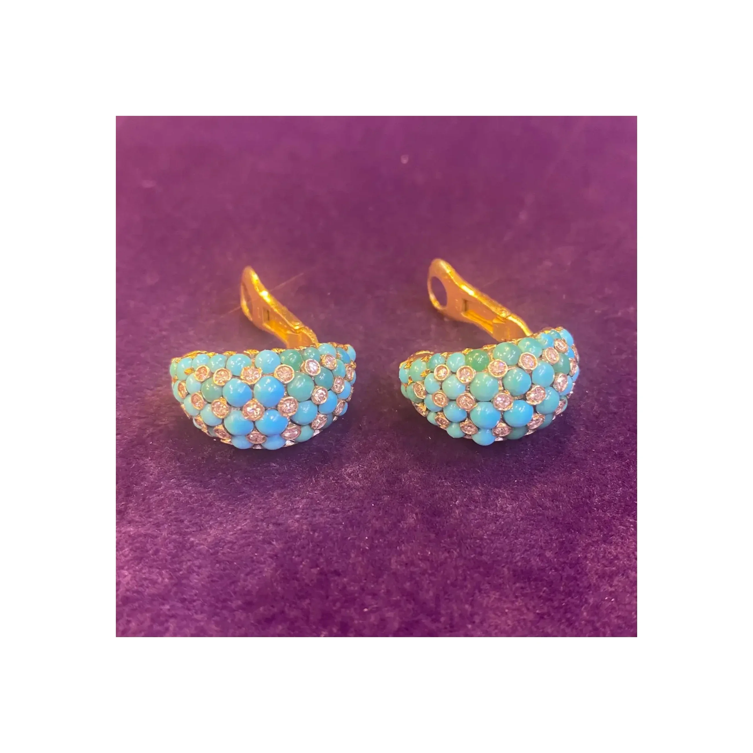 Van Cleef & Arpels Turquoise & Diamond Earrings - Image 6