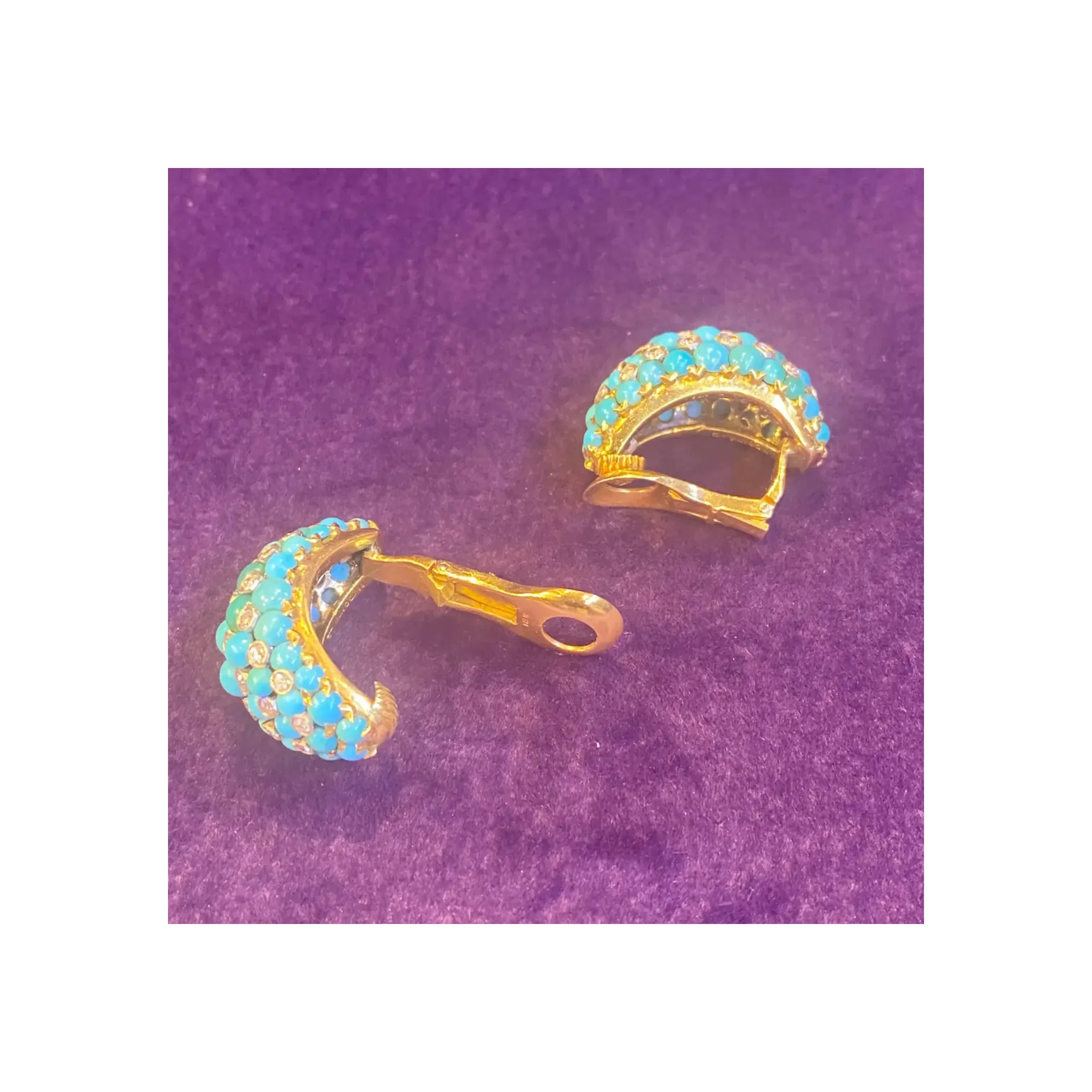 Van Cleef & Arpels Turquoise & Diamond Earrings - Image 7