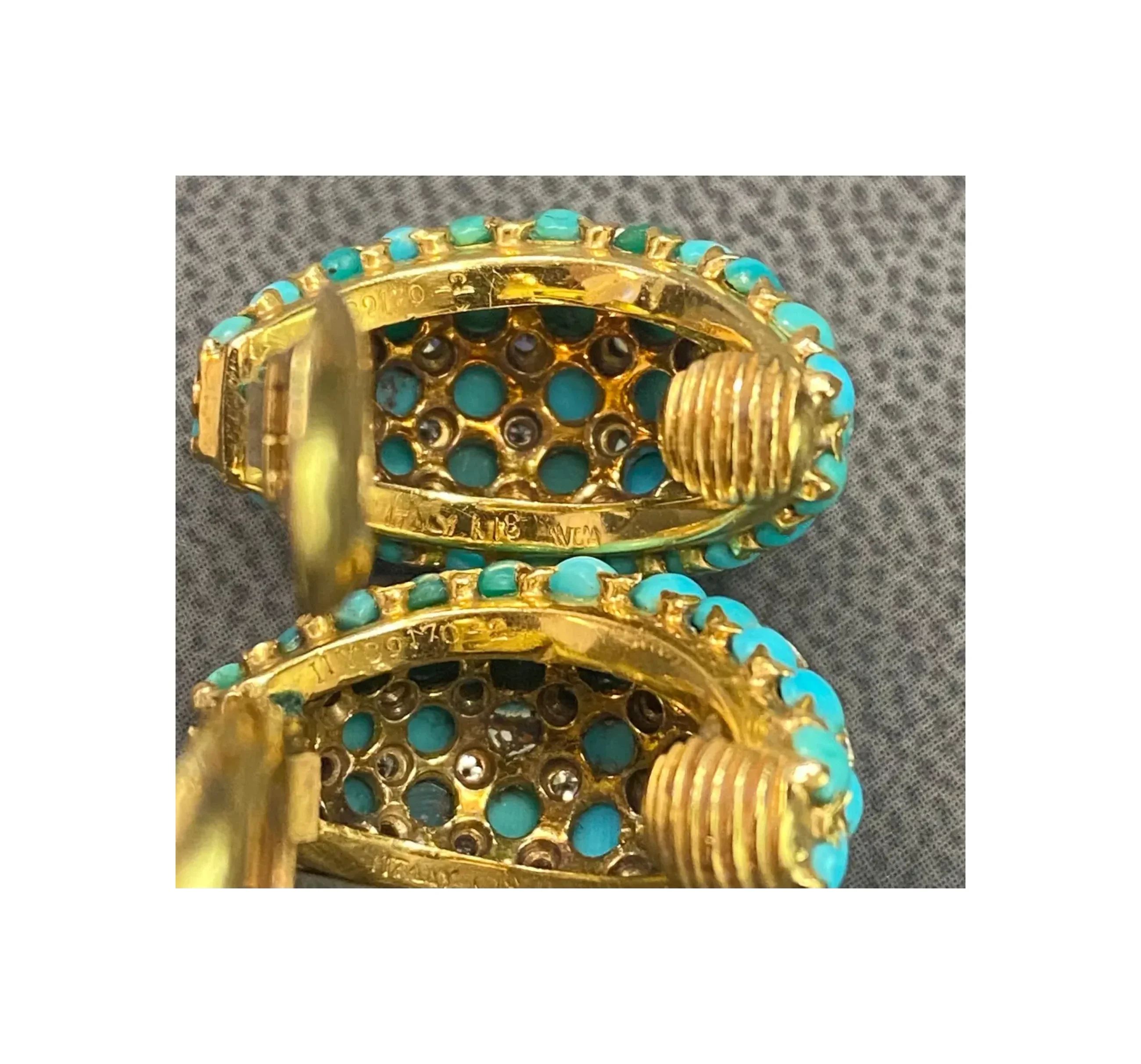 Van Cleef & Arpels Turquoise & Diamond Earrings - Image 8