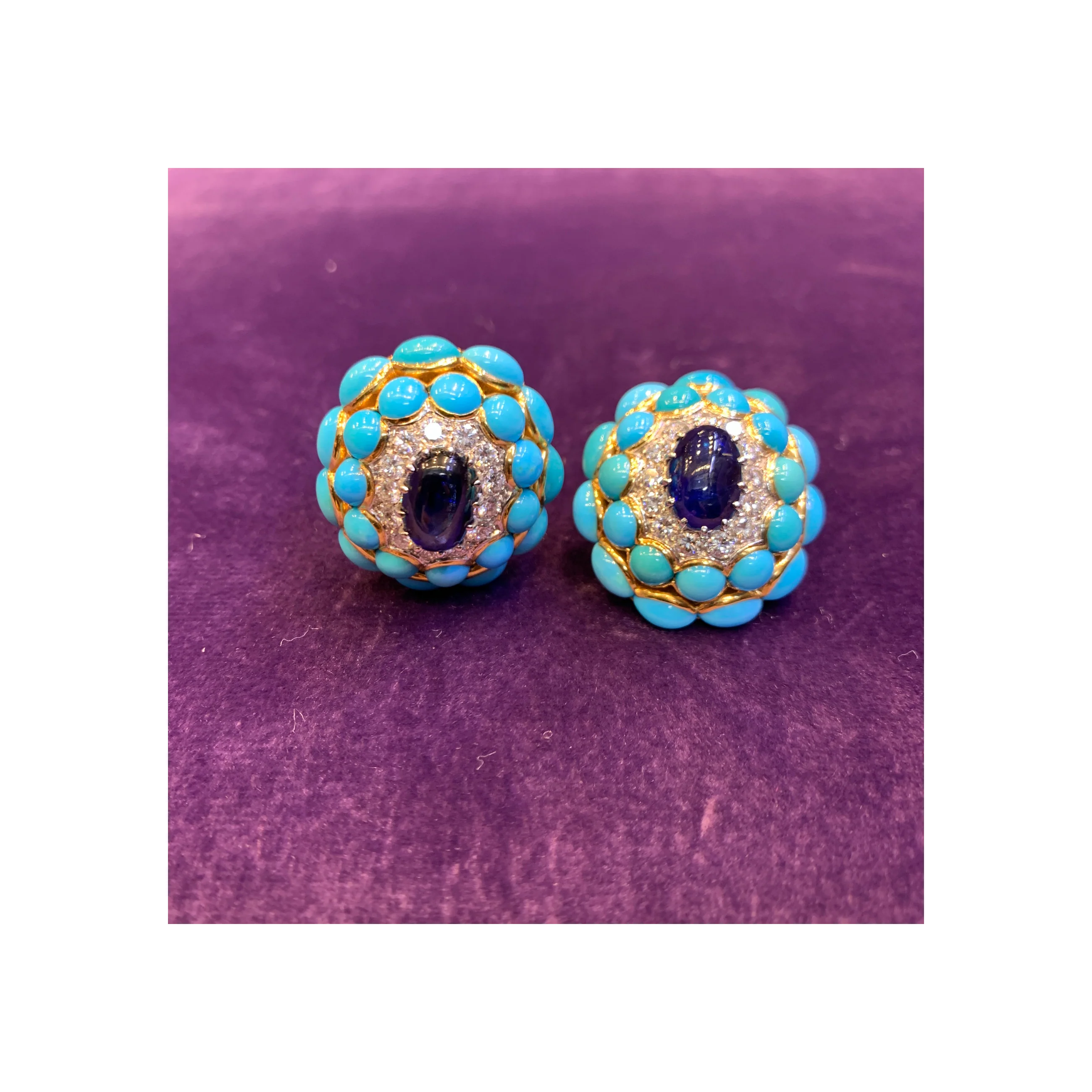Van Cleef & Arpels Turquoise & Sapphire Earrings - Image 6