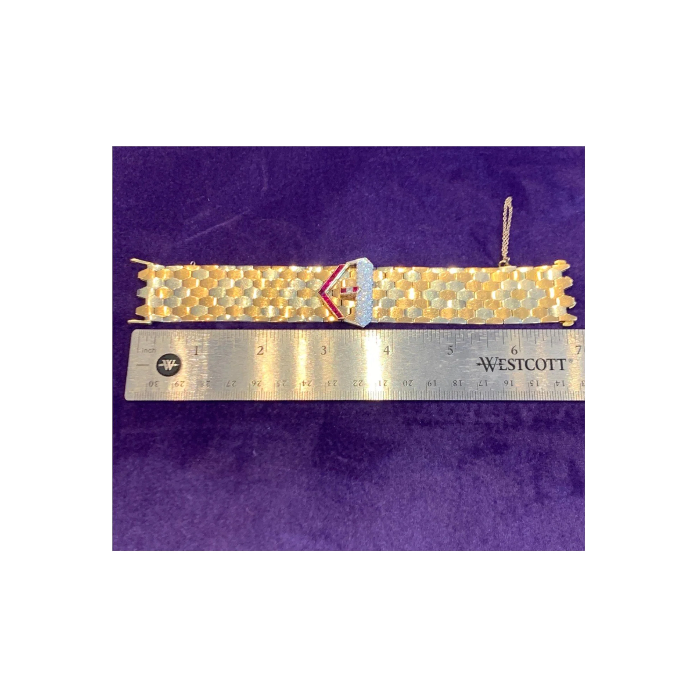 Yellow Gold Diamond and Ruby Buckle Bracelet - Image 4