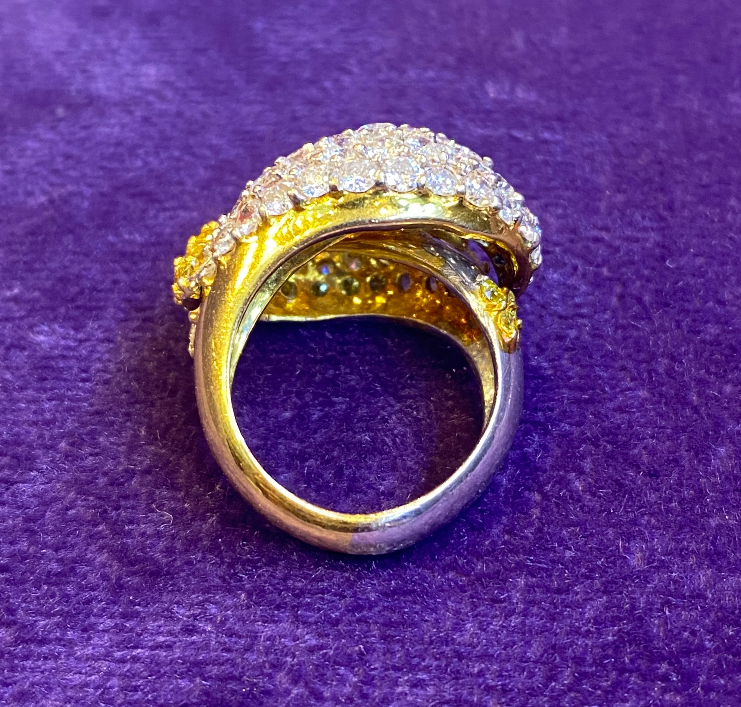 Yellow & White Pave Diamond You and Me Ring - Image 4