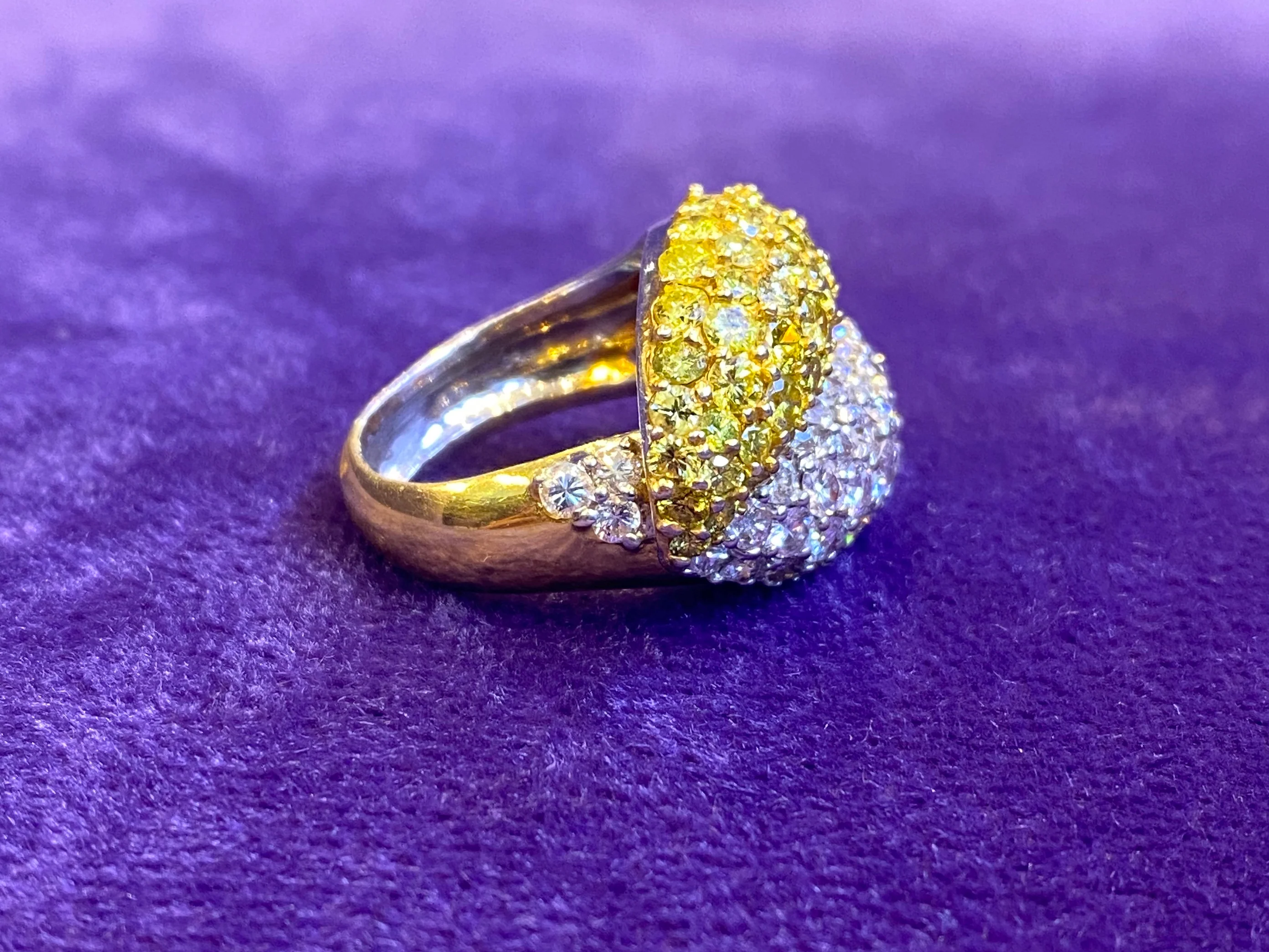 Yellow & White Pave Diamond You and Me Ring - Image 5